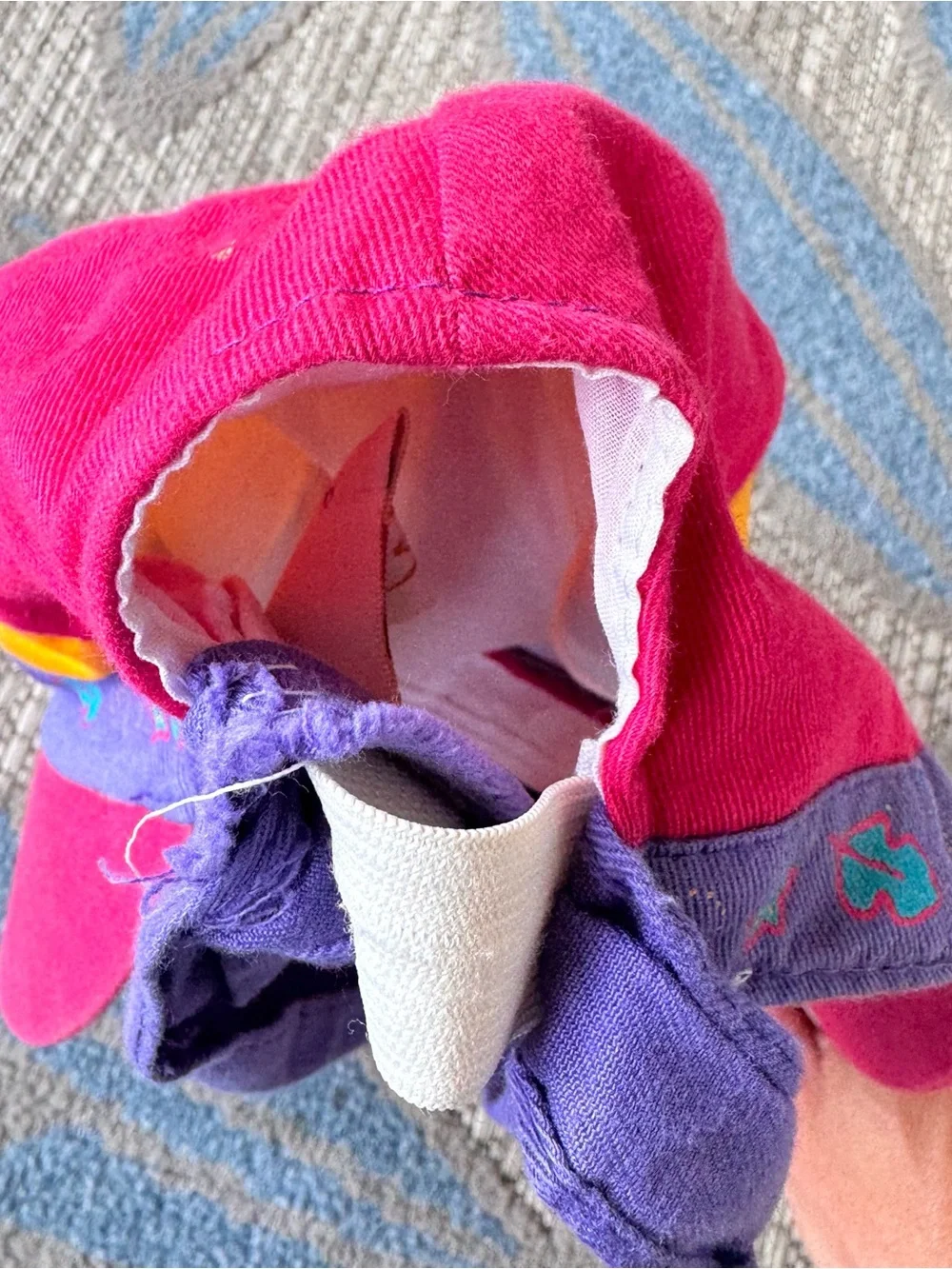 Vintage Disney Kids 90s Pocahontas Wide Duck Brim Tie Hat Pink Purple